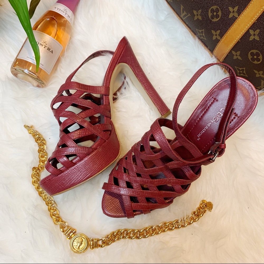 BCBC Red Strappy 5-Inch Heeled Sandal
